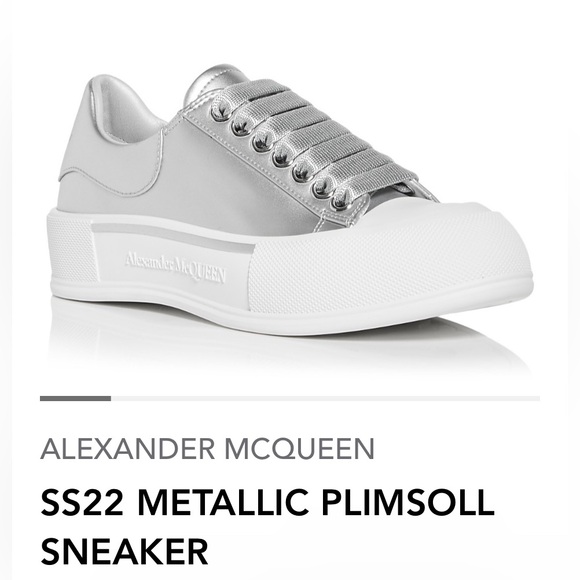 Alexander McQueen SS22 Metallic Plimsoll Sneakers. Silver....